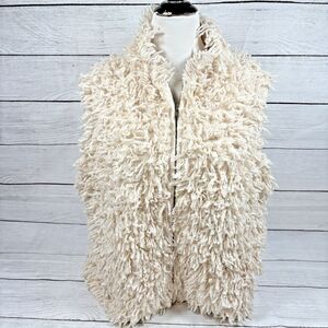 Woolrich x Target Womens 2X Full Zip Sweater Vest Cream Shaggy Loopy Yarn NEW